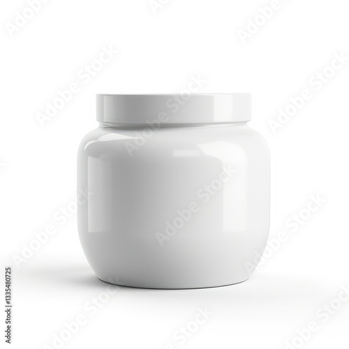 White Jar mock-up on white background 3D style ,Gloss colour
