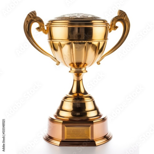 champion golden trophy isolated on white background