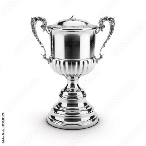 Champion silver trophy isolated on white background