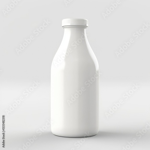 Fresh milk in a glass bottle mockup isolated on white background with clipping path