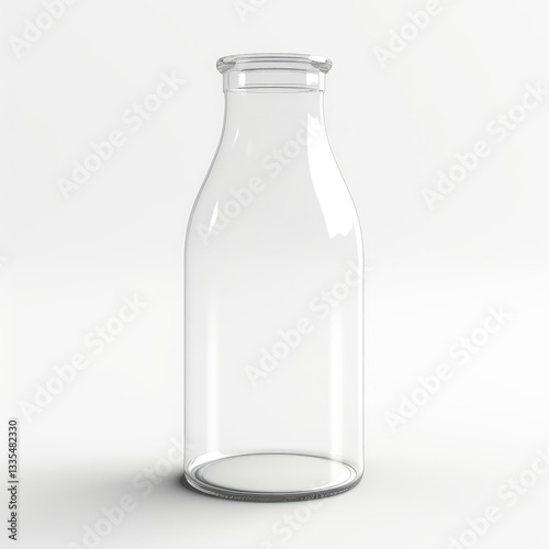 Fresh milk in a glass bottle mockup isolated on white background with clipping path