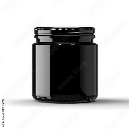 Black Jar mock-up on white background 3D style ,Gloss colour