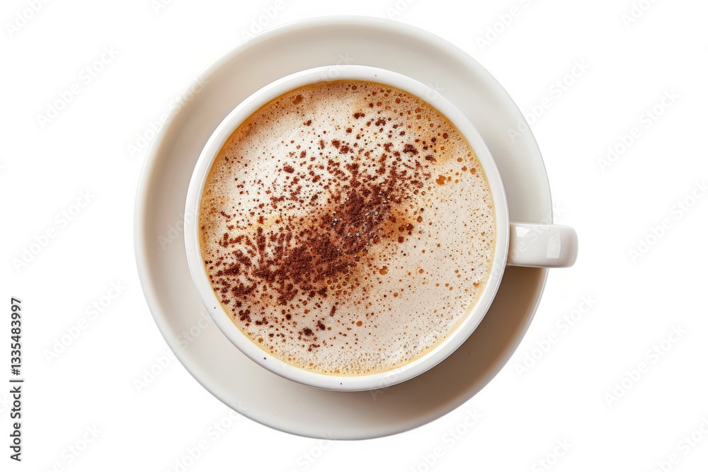 Cappuccino in white cup on saucer with cinnamon. AI generated Cappuccino in white cup on saucer with cinnamon. AI generated