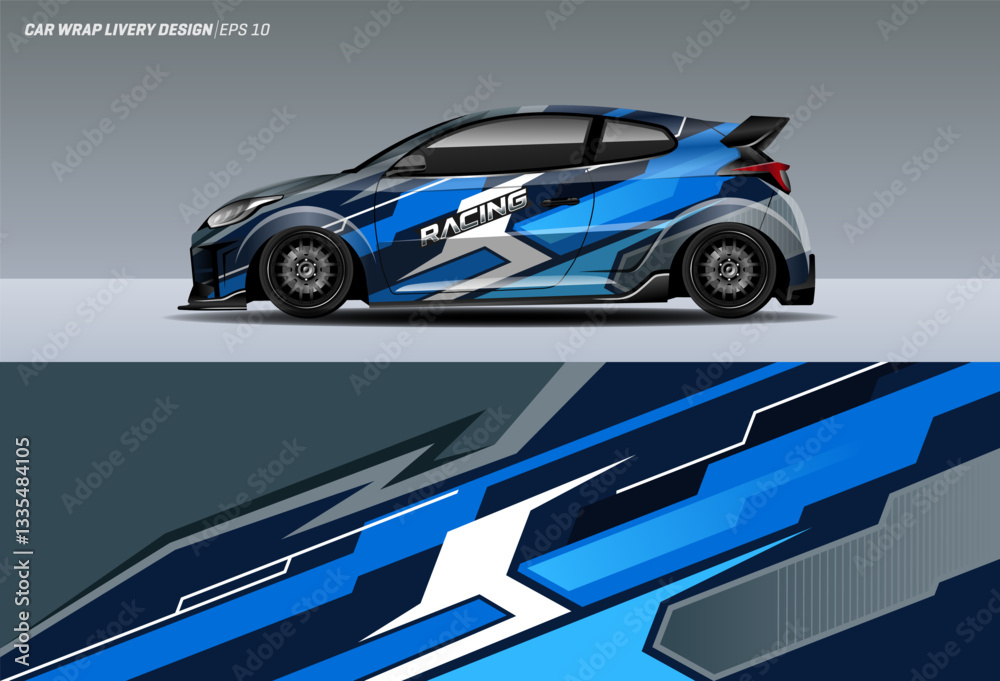 Racing Car Wrap Livery. vector design for vehicle wrap, jersey, gamer, esport, racing car, rally, and adventure ready to print