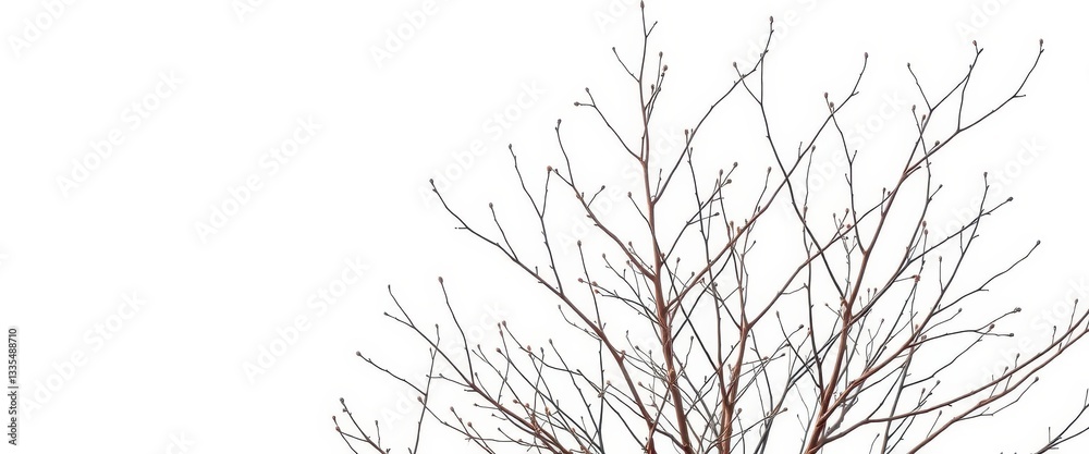 Delicate, bare branches stark against a pure white backdrop, design element, graphic Delicate, bare branches stark against a pure white backdrop, design element, graphic