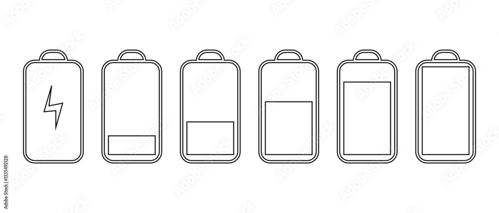 set of battery icons on white background. set of battery icons on white background.