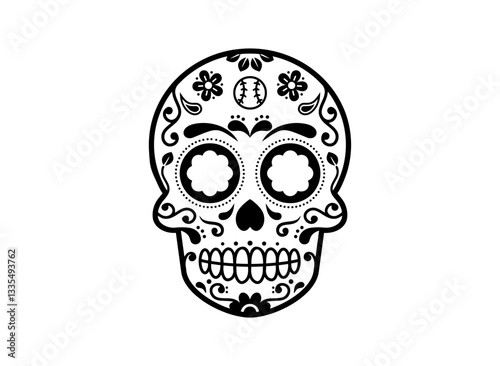 Mexican Skull Art with Baseba...