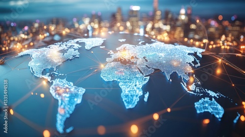 Fototapeta Naklejka Na Ścianę i Meble -  Analyzing global trade dynamics china at the center of a gigapixel map