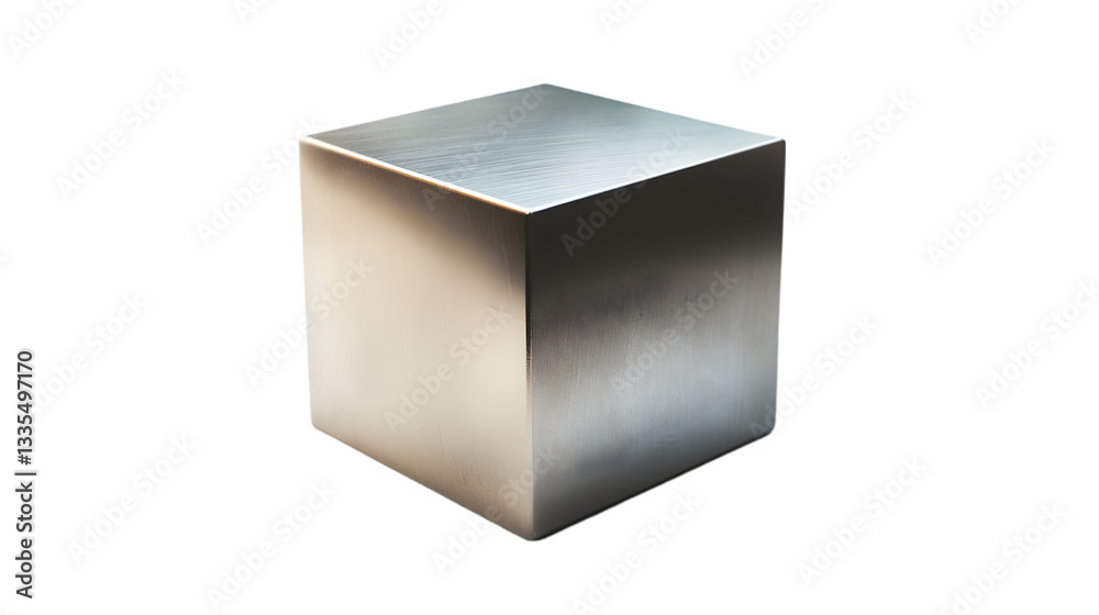 Brushed Metal Cube with Smooth Reflective Surface Isolated on White Background – 3D Rendered Industrial Metallic Block, Perfect for Engineering, Manufacturing, Architecture, Technology, and Modern Des Brushed Metal Cube with Smooth Reflective Surface Isolated on White Background – 3D Rendered Industrial Metallic Block, Perfect for Engineering, Manufacturing, Architecture, Technology, and Modern Des