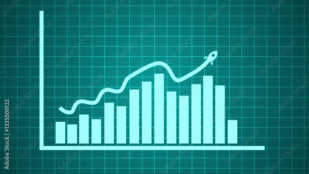 Market Volatility Illustrated with Snake Rocket on Graph, A stylized red graph with a rocket slithering over the bars, symbolizing market volatility Market Volatility Illustrated with Snake Rocket on Graph, A stylized red graph with a rocket slithering over the bars, symbolizing market volatility