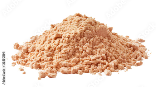 Pile of protein powder forming a small mountain on transparent background photo