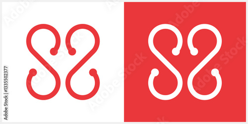  SS monogram feminine round logo with a heart