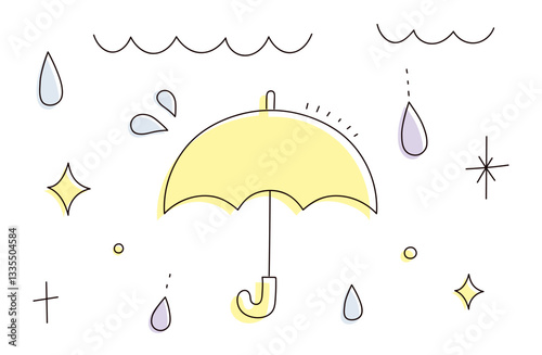 シンプルな雨のイラスト素材セット