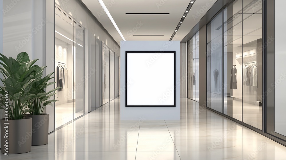 Fototapeta premium Empty retail hallway mockup with blank poster