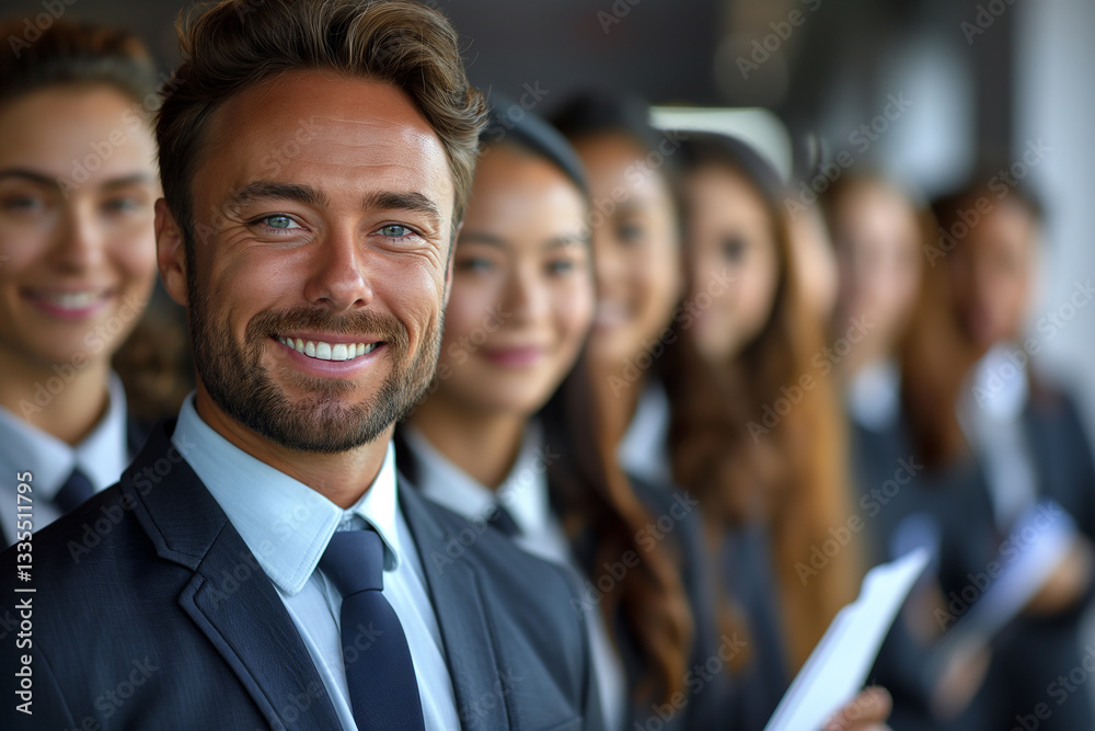 A man in a suit and tie smiles at the camera A man in a suit and tie smiles at the camera