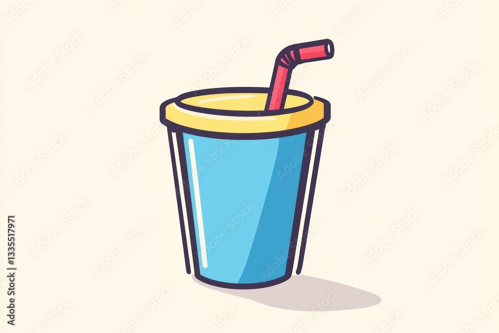 Refreshing Beverage with Straw in a Stylish Cup Refreshing Beverage with Straw in a Stylish Cup