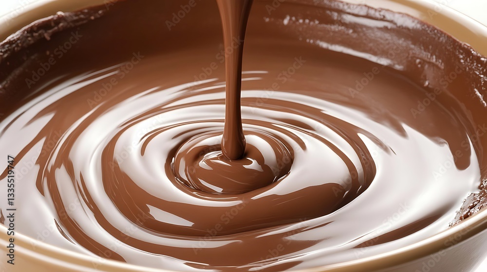 Melted chocolate pouring into bowl. Melted chocolate pouring into bowl.