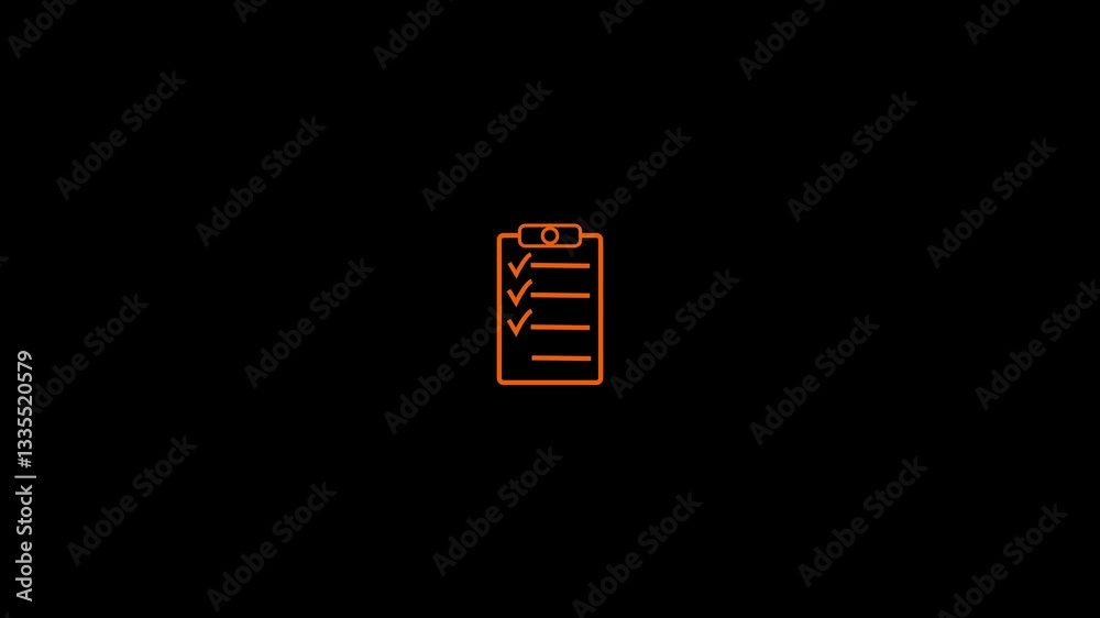 Clipboard with a list of tick mark icon animation. List complete to do notes writing task check marks by phone.