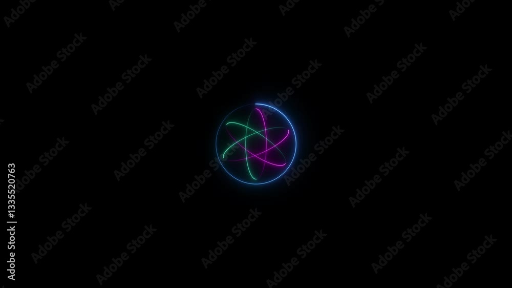 neon line planet circle loading icon animation. neon line planet circle loading icon animation.