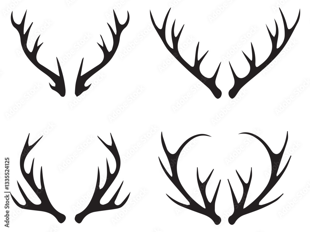 Naklejka premium Hand Drawn Deer Antlers