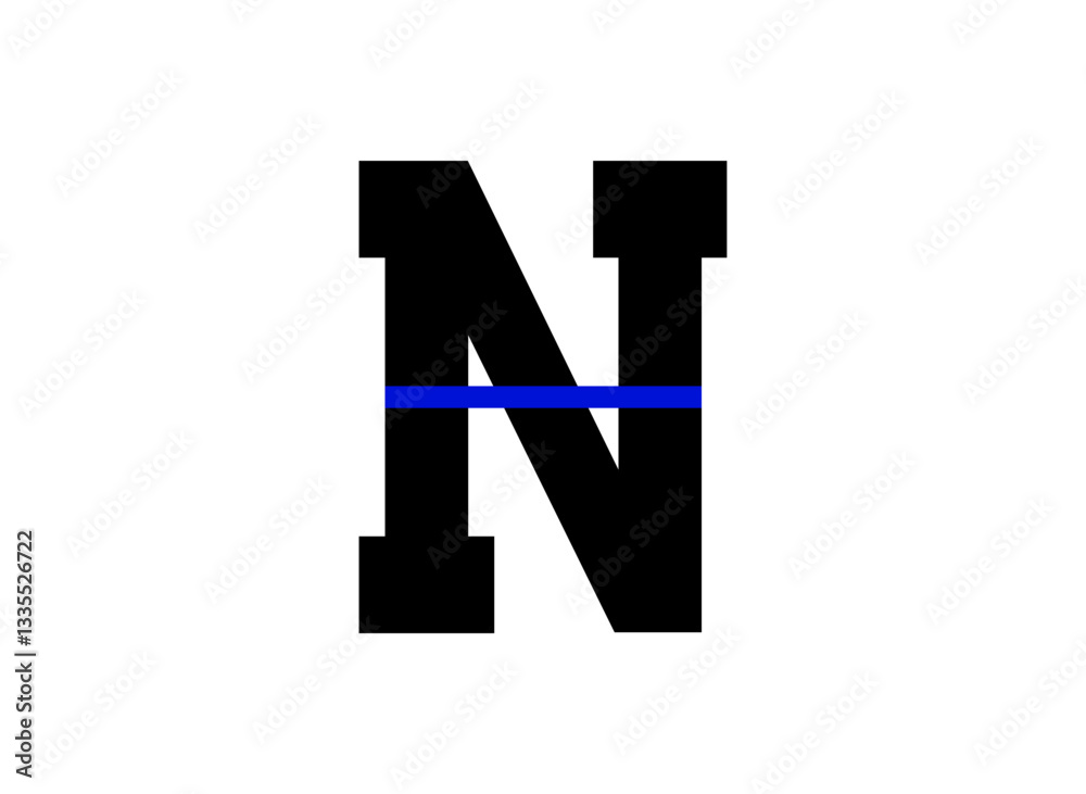 Bold Letter N with Blue Bar.eps