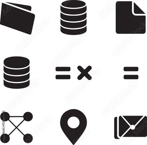 Black Flat UI Icons Set – Vector Silhouette Symbols for Web and Apps


