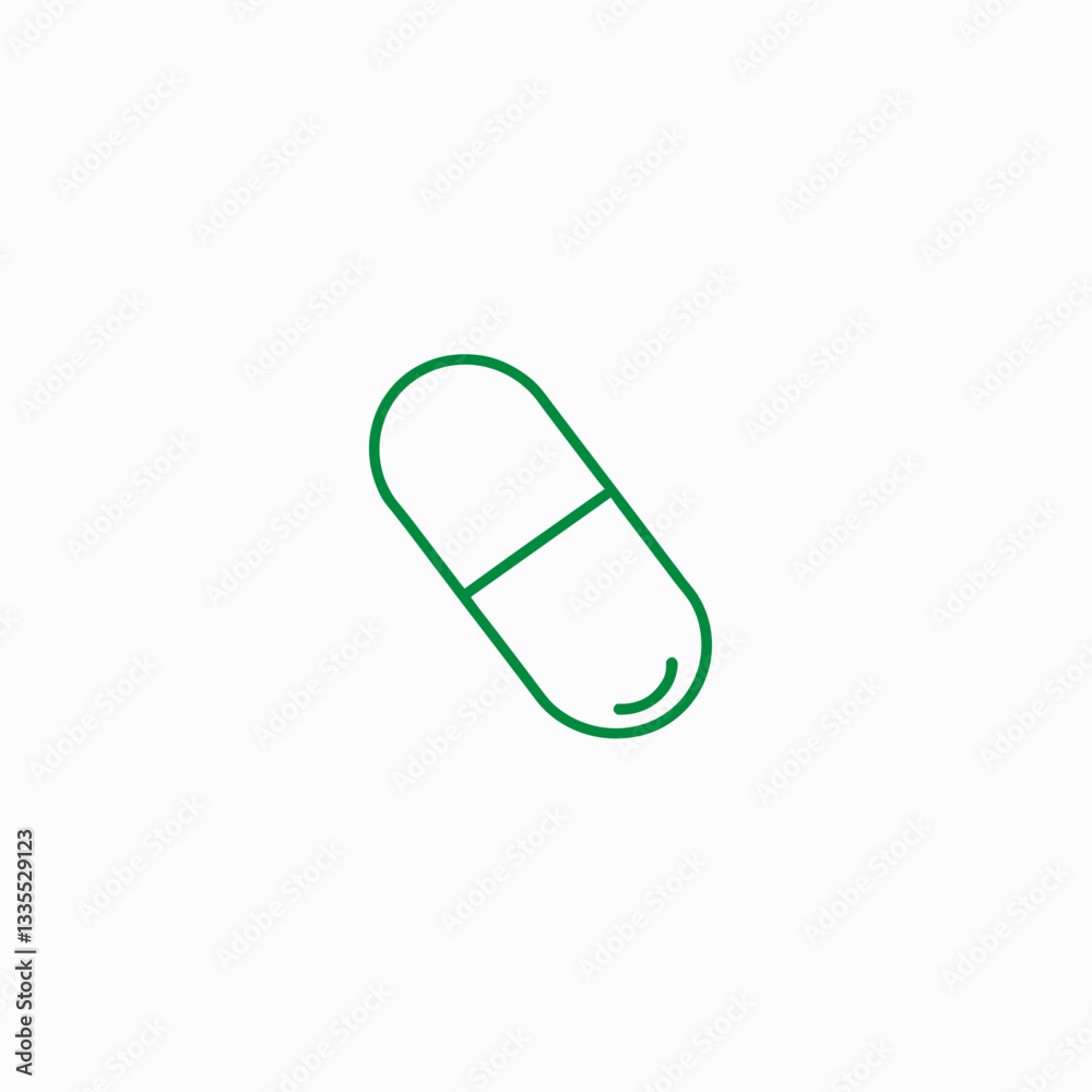 Pill Capsule Icon, Vector Illustration in Outline Style, Green, for Medication, Pharmacy, and Healthcare Concepts, Suitable for Web/App Design Pill Capsule Icon, Vector Illustration in Outline Style, Green, for Medication, Pharmacy, and Healthcare Concepts, Suitable for Web/App Design