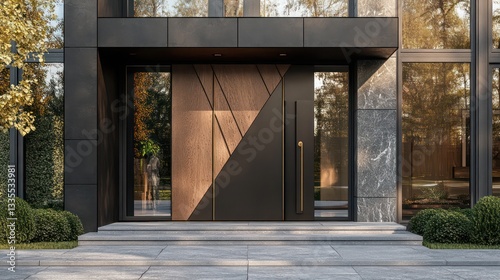 Modern architectural entrance urban setting photographic art contemporary design front view minimalism