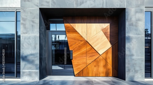 Modern wooden door design urban architecture architectural photography contemporary style front view aesthetic appeal