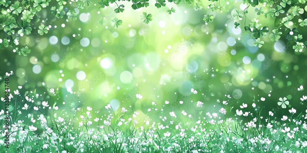 An abstract background with green shamrocks for St Patrick's day and springtime. An abstract background with green shamrocks for St Patrick's day and springtime.