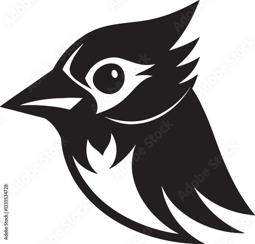  Blue jay head bird silhouette vector art illustration