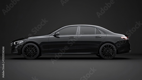 Gray modern car on a black background.