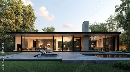 Contemporary house with glass-walled veranda extension
