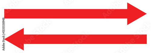 Straight long double vector arrow. Horizontal long straight arrow with two left and right pointers. Black width symbol isolated on white background