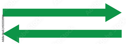 Straight long double vector arrow. Horizontal long straight arrow with two left and right pointers. Black width symbol isolated on white background