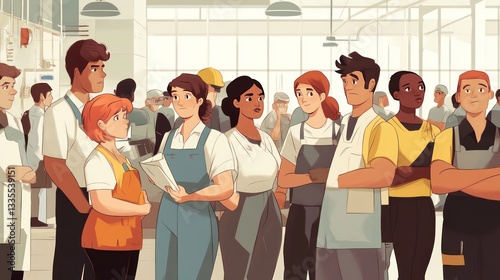 Team collaboration among young professionals in a modern workplace illustration indoor setting engaging atmosphere