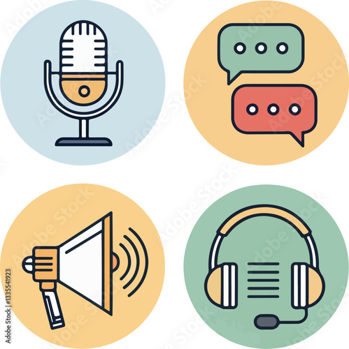 Speech Icon Set with Editable Stroke – Communication and Dialogue Symbols