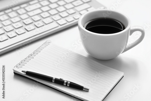 cup of coffee and a notebook