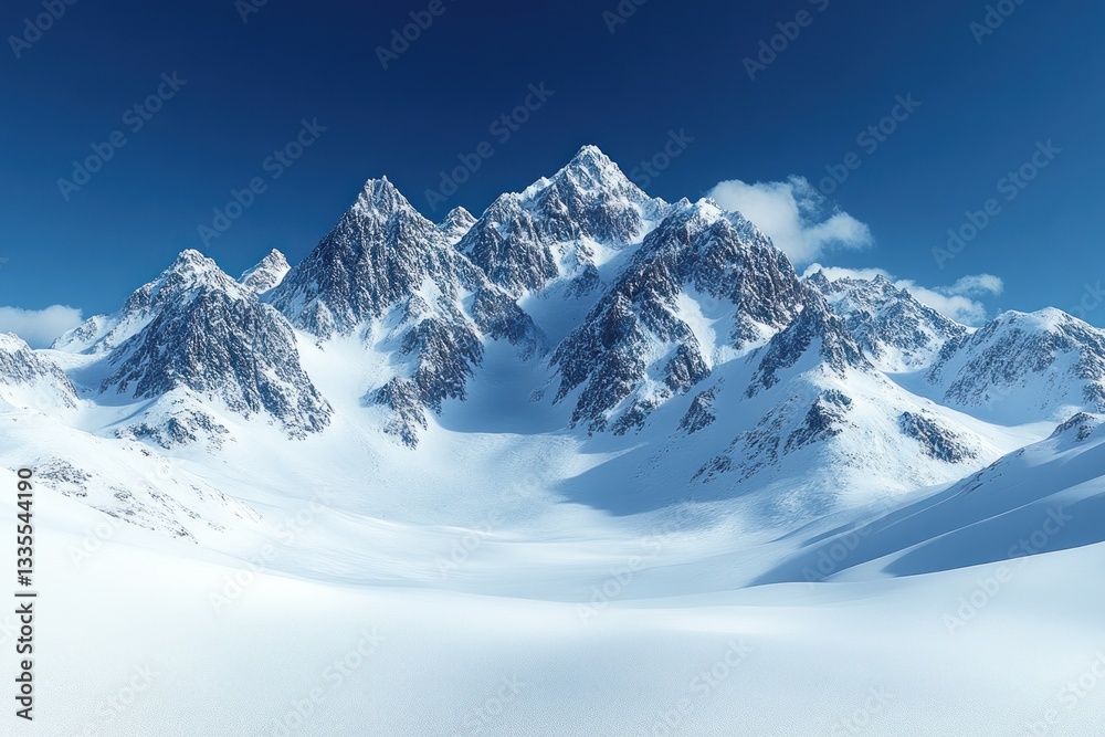 Obraz premium Snowy mountain range under clear blue sky