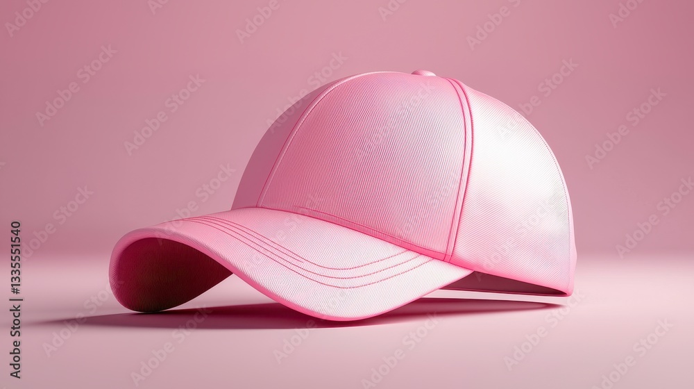 Fototapeta premium Pink Baseball Cap with Texture Design on a Minimalist Background