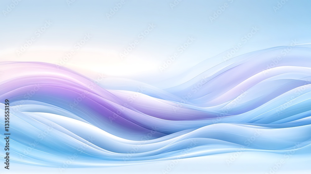 Fototapeta premium Abstract pastel blue and purple waves.