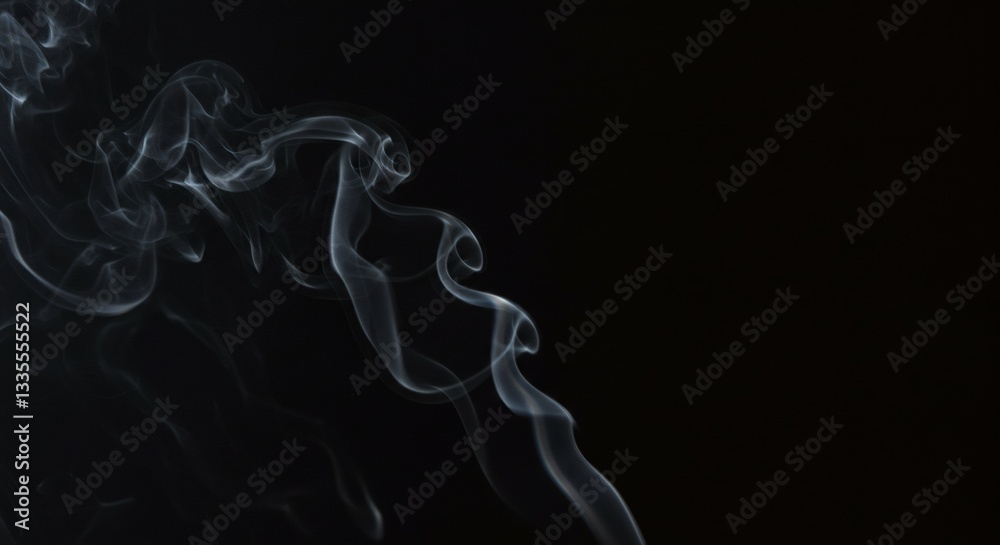 Fototapeta premium Abstract Swirling White Smoke Trails on Black Background Elegant Design Element