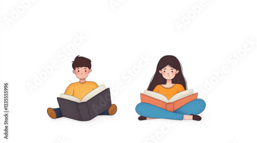 Relaxing Kids Enjoy Reading Books Together in a Cozy Setting