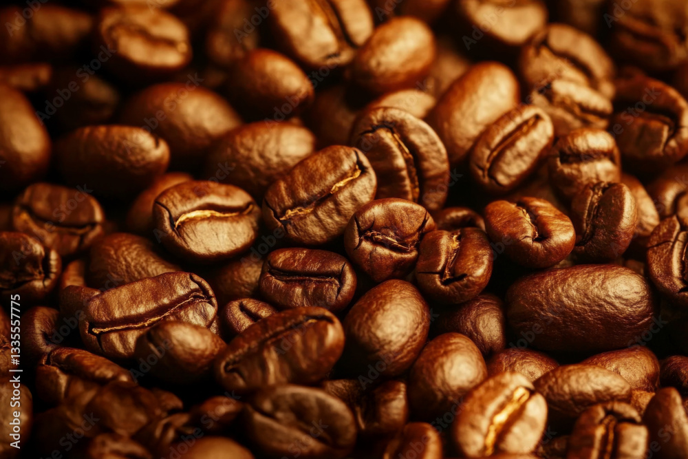 Fototapeta premium Roasted Coffee Beans Creating a Rich Texture for Beverage and Culinary Concepts