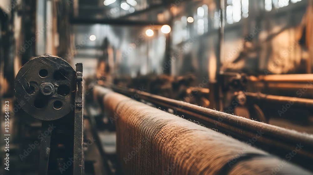 A Fascinating Panorama of a Textile Mill Showing Machines Spinning, Weaving, and Producing Textiles A Fascinating Panorama of a Textile Mill Showing Machines Spinning, Weaving, and Producing Textiles