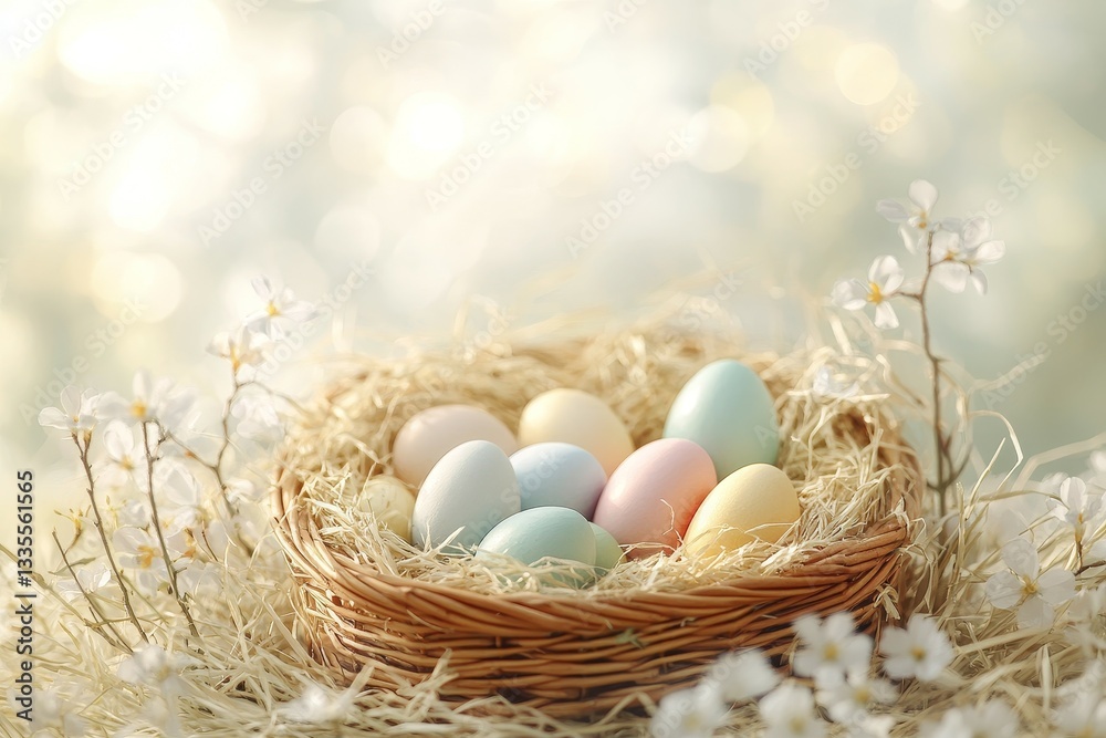 Pastel Whimsy in a Basket, Easter eggs
