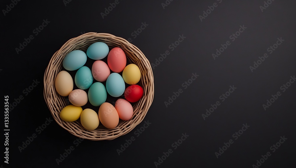 A Beautiful Collection of Colorful Easter Eggs Arranged in a Charming Basket Perfect for Holiday Celebrations : Generative AI A Beautiful Collection of Colorful Easter Eggs Arranged in a Charming Basket Perfect for Holiday Celebrations : Generative AI