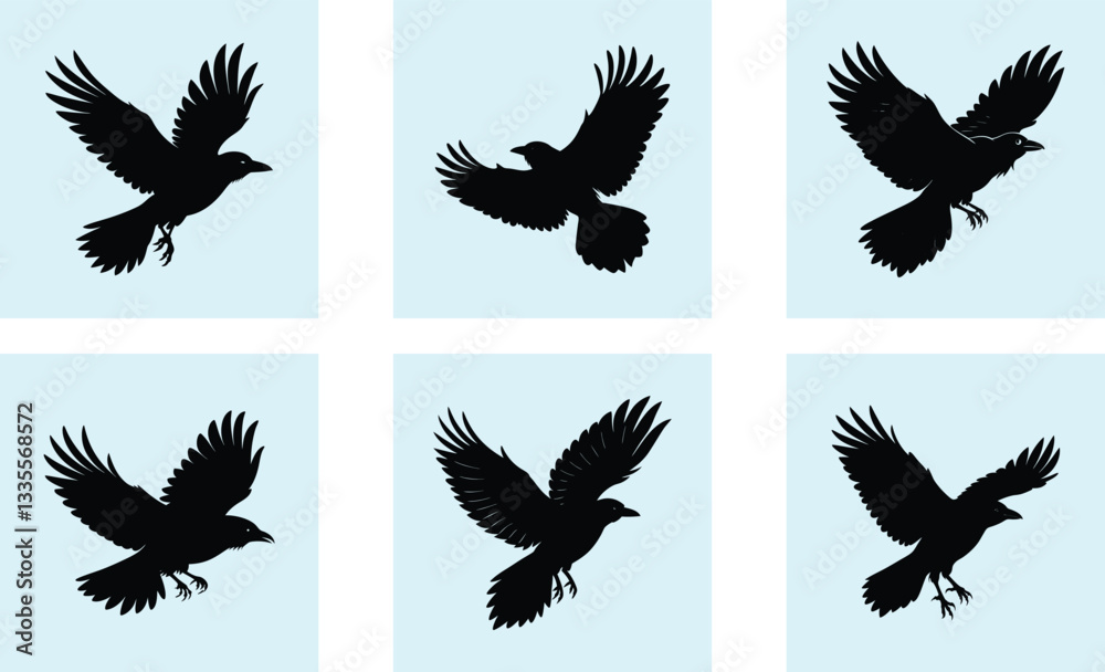 Obraz premium Flying Crow Silhouette vector