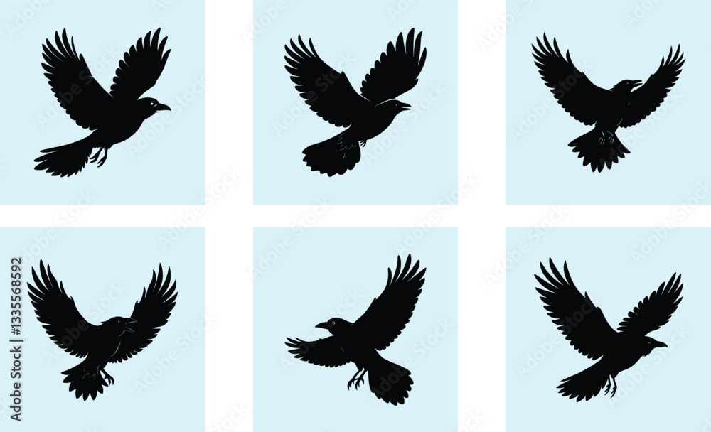 Fototapeta premium Flying Crow Silhouette vector