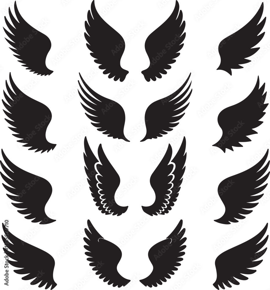 Fototapeta premium wings vector set icon art illustration